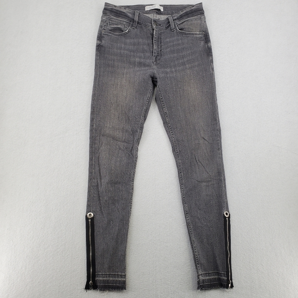 Zara Side Zip Jeans Gray Womens Size 4